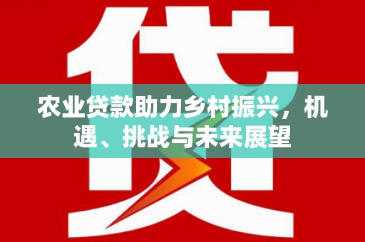 遂溪农业贷款助力乡村振兴，机遇、挑战与未来展望
