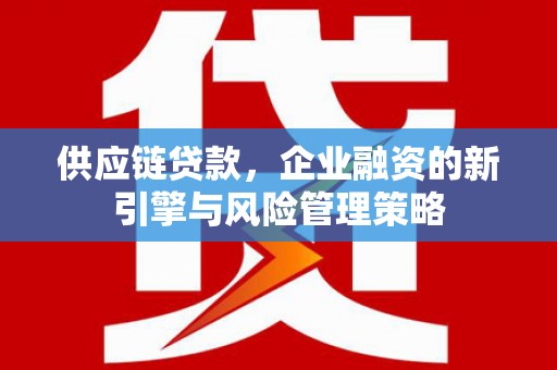 遂溪供应链贷款，企业融资的新引擎与风险管理策略