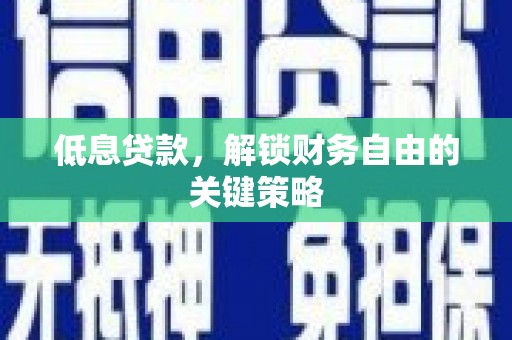 遂溪低息贷款，解锁财务自由的关键策略