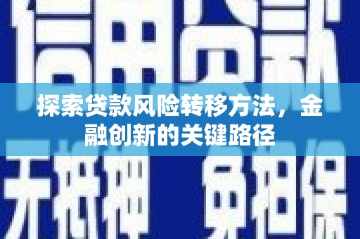 遂溪探索贷款风险转移方法，金融创新的关键路径